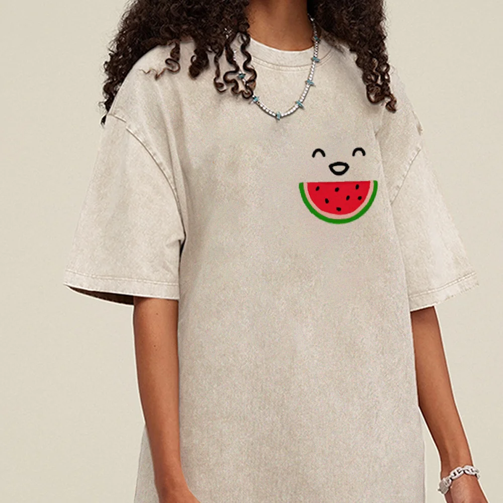 Cartoon Watermelon Print Summer Women T-Shirt Cool Comfortable Wash Neutral Short Sleeve Casual Minimalist Style Top 2024
Cartoon Watermelon Print Summer Women T-Shirt Cool Comfortable Wash Neutral Short Sleeve Casual Minimalist Style Top 2024