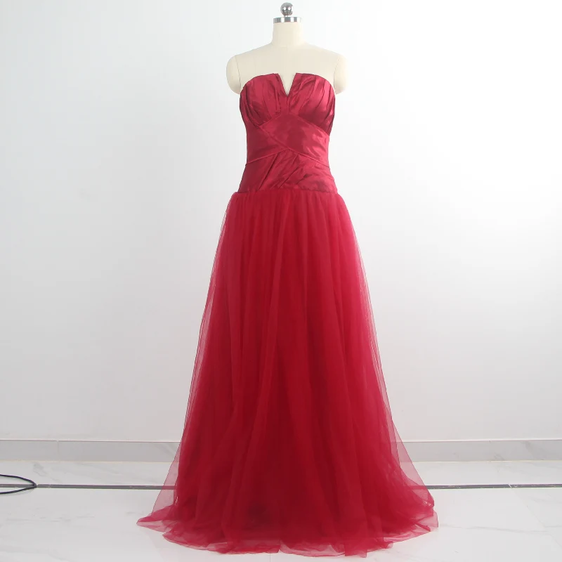 Evening Dress Burgundy Strapless Sleeveless Tulle A-line Floor length Plus size Lace up Dropped Waist Party Formal Dresses KC001
Evening Dress Burgundy Strapless Sleeveless Tulle A-line Floor length Plus size Lace up Dropped Waist Party Formal Dresses KC001
