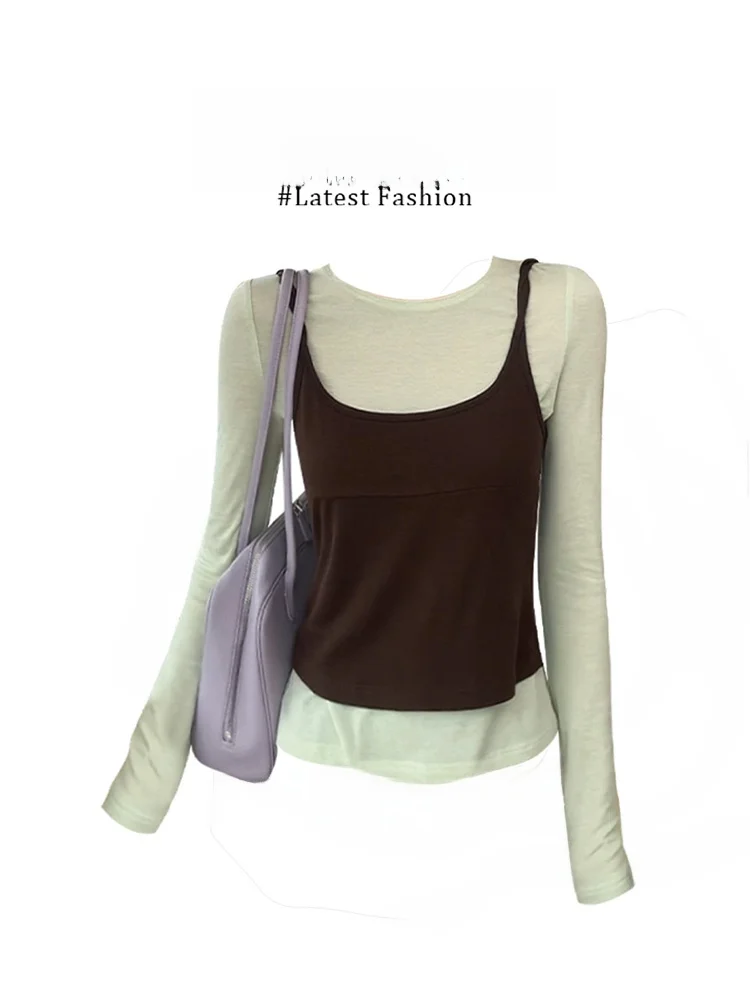 Trendy Women's Knitted Sleeveless Vest Autumn New Style Slim Fit Long Sleeve Base Shirt Color Block True Two-Piece Layered T-...
Trendy Women's Knitted Sleeveless Vest Autumn New Style Slim Fit Long Sleeve Base Shirt Color Block True Two-Piece Layered T-...