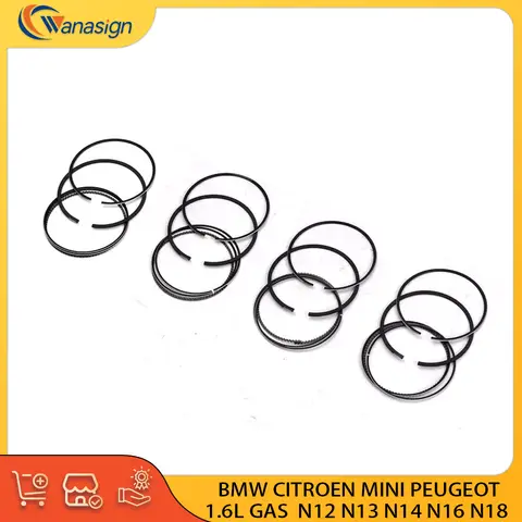 BMW CITROEN MINI PEUGEOT 1.6L için 4 takım oto motor Piston halkaları Set 1.6T L4 16V gaz N12 N13 N14 N16 N18 2006-2024