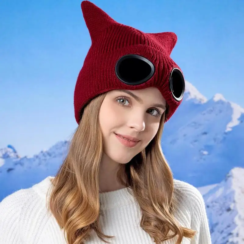 Winter Hat with Goggles Outdoor Knitted Goggles Beanie Unisex Goggle Lens Beanie Hat Winter Knitted Goggles Beanies for Skiing
Winter Hat with Goggles Outdoor Knitted Goggles Beanie Unisex Goggle Lens Beanie Hat Winter Knitted Goggles Beanies for Skiing