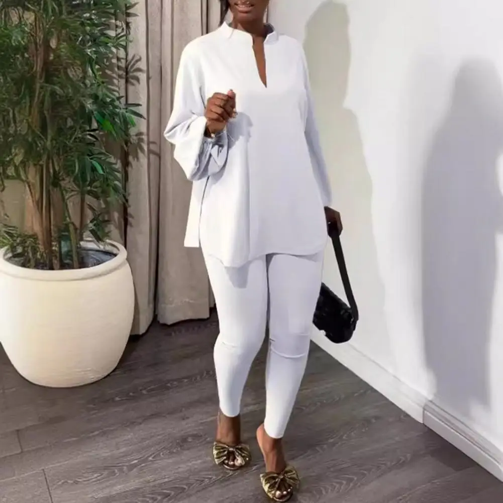 Slim Fit Trousers Set Women T-shirt Pants Set Stylish Women's 2-piece Set Loose Split Hem Blouse Slim Fit Trousers for Daily
Slim Fit Trousers Set Women T-shirt Pants Set Stylish Women's 2-piece Set Loose Split Hem Blouse Slim Fit Trousers for Daily