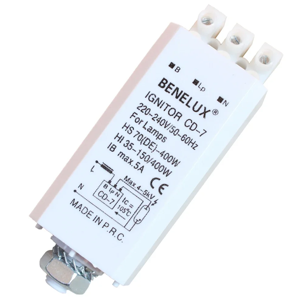 CD-7 Electronic Ignitor Starters for HID HPS Lamps Metal Halide Light 70-400W 220-240V 50-60Hz, 2-Pack
CD-7 Electronic Ignitor Starters for HID HPS Lamps Metal Halide Light 70-400W 220-240V 50-60Hz, 2-Pack