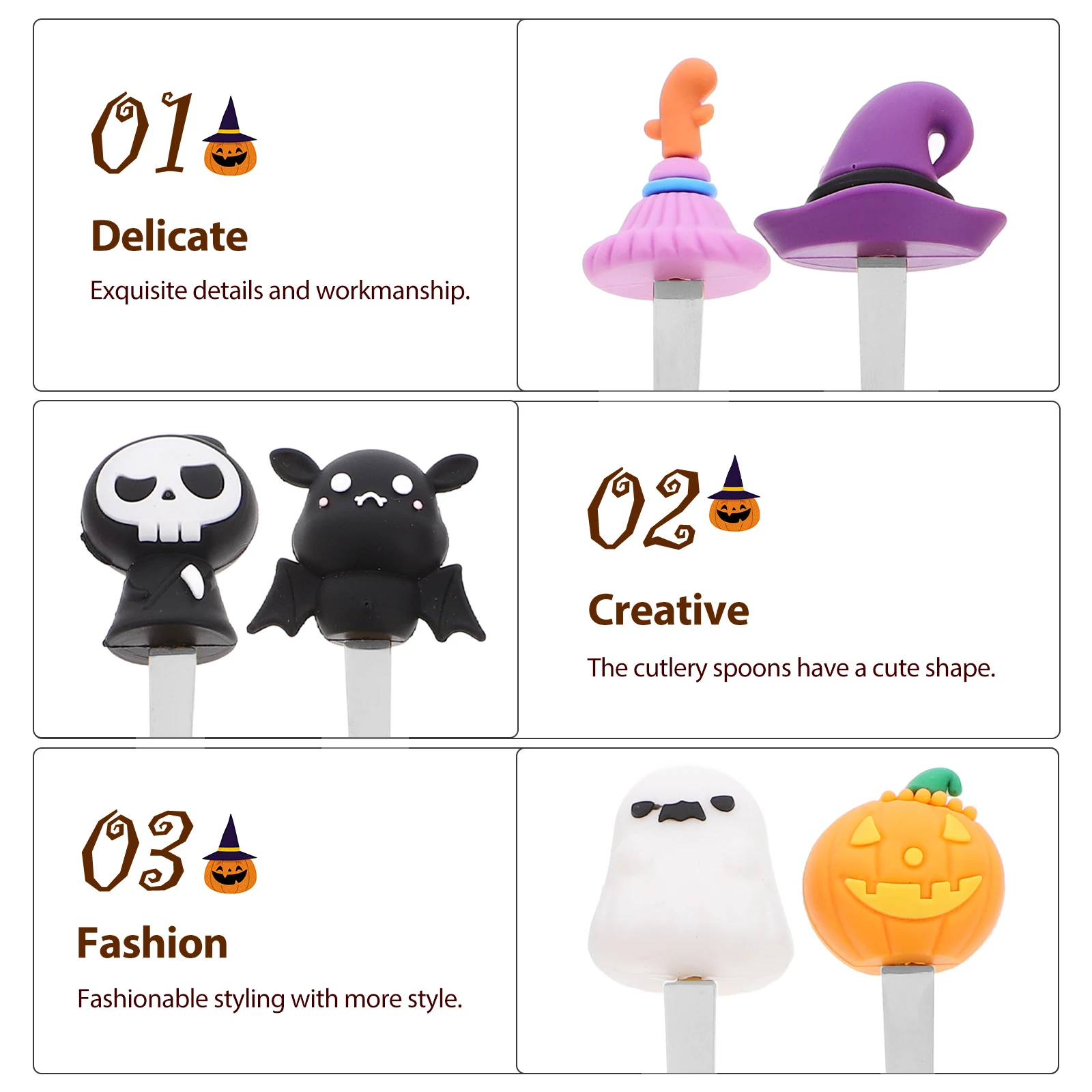 6pcs Stainless Steel Dessert Spoon Halloween Elements Coffee Spoon Kitchen Decorative Dinnerware for Home Party
6pcs Stainless Steel Dessert Spoon Halloween Elements Coffee Spoon Kitchen Decorative Dinnerware for Home Party