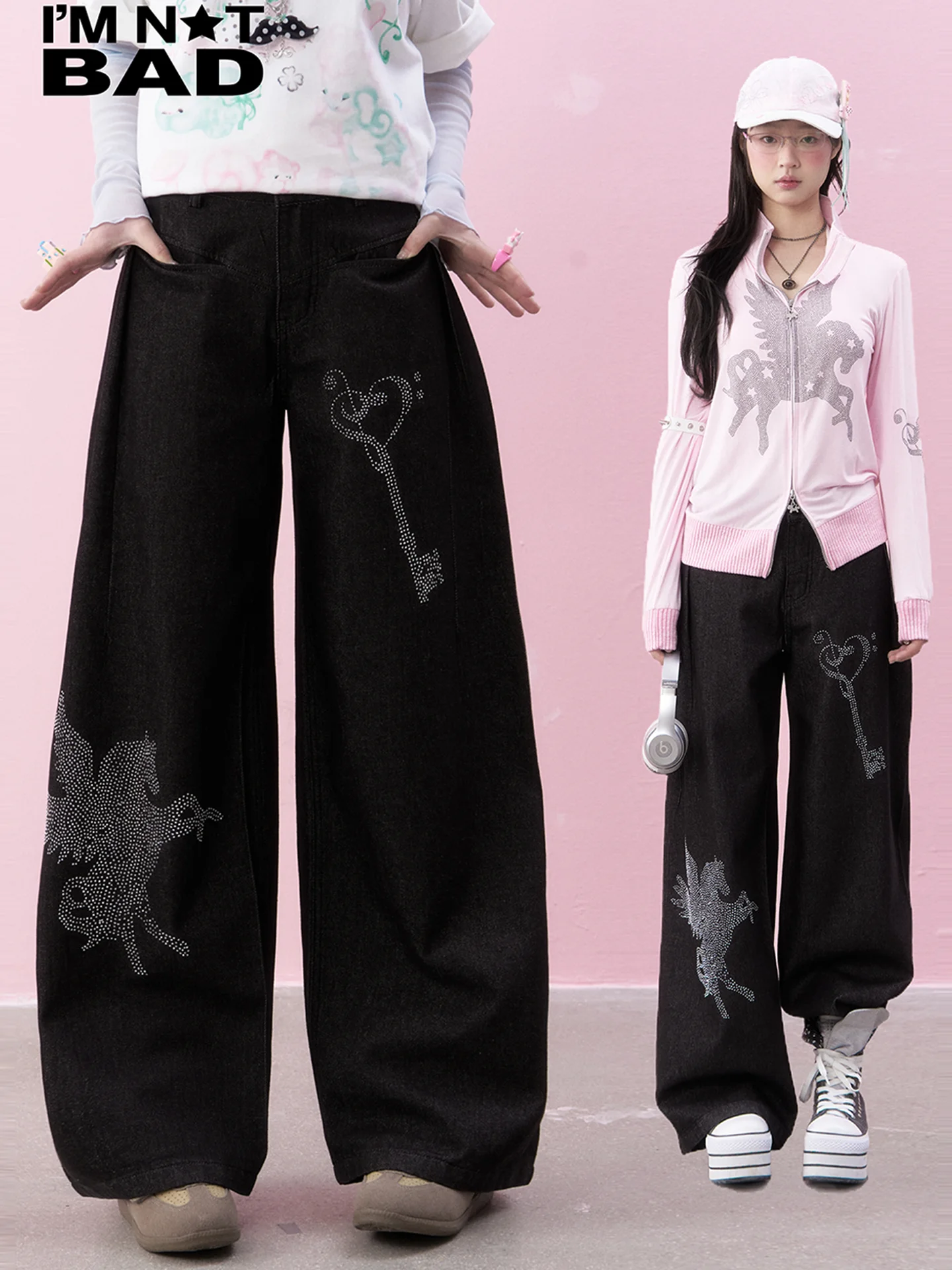 IAMNOAD Heavy Industry Rhinestone Wide Leg Loose Jeans Curved Knife Original Color Denim Pants Women's Faion Spring Season
IAMNOAD Heavy Industry Rhinestone Wide Leg Loose Jeans Curved Knife Original Color Denim Pants Women's Faion Spring Season