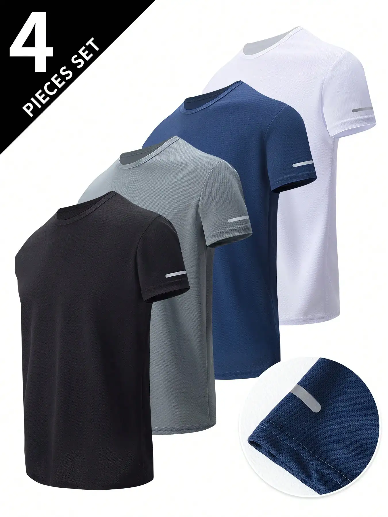 4-Pack Men's Short Sleeve Sport T-Shirts, Round Neck, Breathable Quick-Dry Performance Tees
4-Pack Men's Short Sleeve Sport T-Shirts, Round Neck, Breathable Quick-Dry Performance Tees