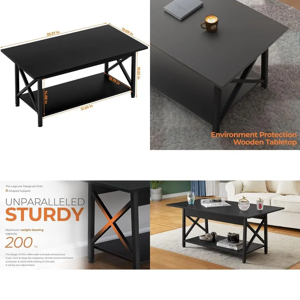 39 2-Tier Coffee Table with Storage for Living Room or Home Office, Easy Assembly
39 2-Tier Coffee Table with Storage for Living Room or Home Office, Easy Assembly