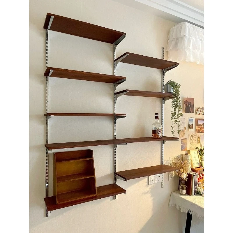 Wall-mounted bookshelf Solid wood background wall decorative rack Track shelf Wrought iron multi-layer display rack Wall-mounted
Wall-mounted bookshelf Solid wood background wall decorative rack Track shelf Wrought iron multi-layer display rack Wall-mounted