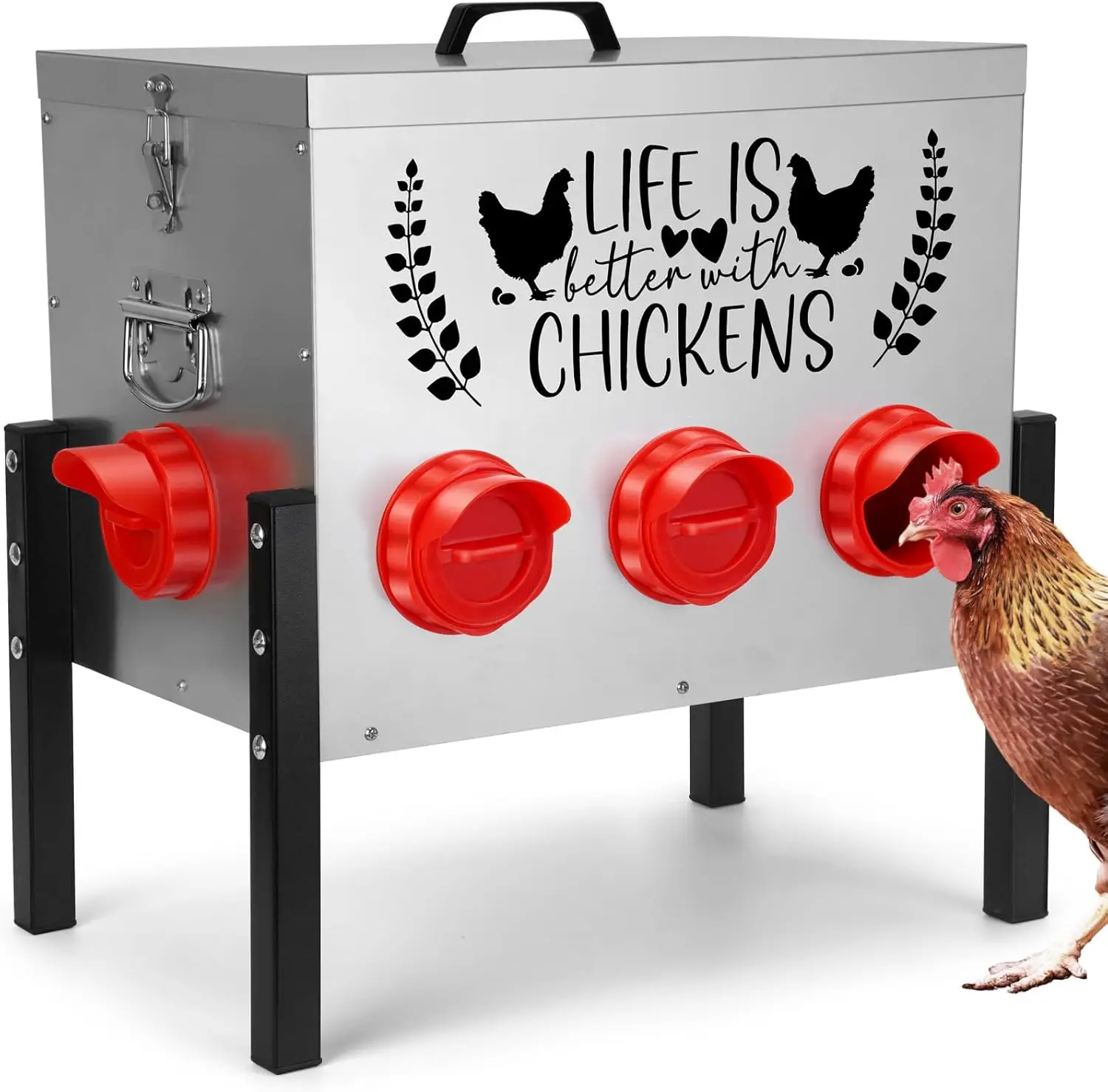 Large Automatic Chicken Feeder with 8 Ports, Adjustable Legs & Locking Lid for No-Waste Feeding
Large Automatic Chicken Feeder with 8 Ports, Adjustable Legs & Locking Lid for No-Waste Feeding