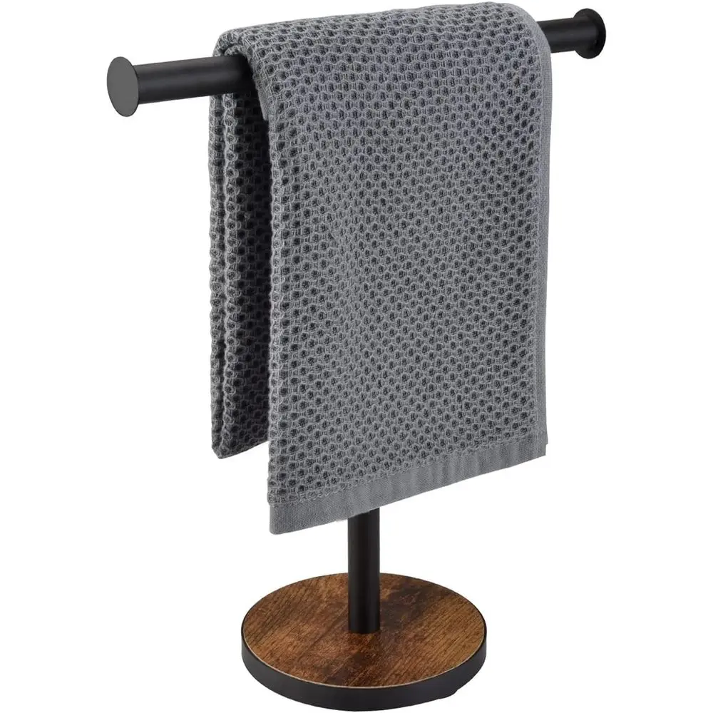 Rustic Black & Brown Wooden Countertop Towel Stand with Weighted Base for Bathroom & Kitchen
Rustic Black & Brown Wooden Countertop Towel Stand with Weighted Base for Bathroom & Kitchen