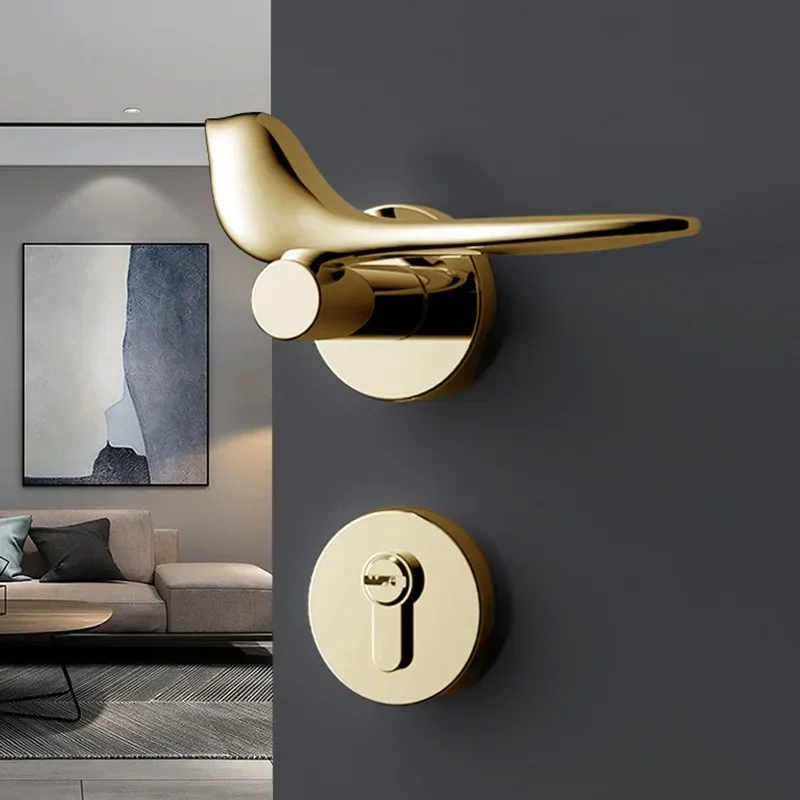 Gold Minimalist Bird Mute Door Lock Bedroom Wooden Door Split Locks Indoor Room Door Handle with Lock Body Cylinder
Gold Minimalist Bird Mute Door Lock Bedroom Wooden Door Split Locks Indoor Room Door Handle with Lock Body Cylinder