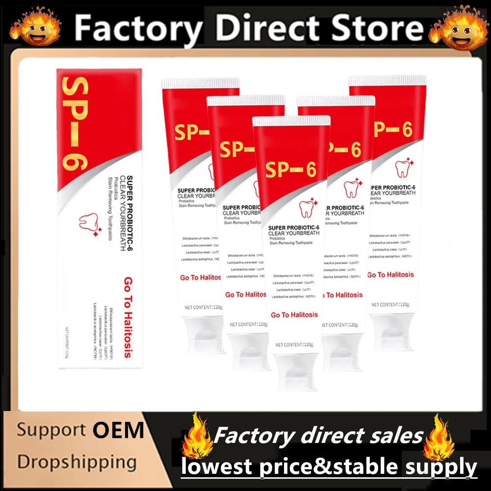 5Pcs SP-6 Probiotic Whitening Stain Removal Toothpaste Freshens Breath Improves Yellow Teeth Probiotic Toothpaste Fresh Care
5Pcs SP-6 Probiotic Whitening Stain Removal Toothpaste Freshens Breath Improves Yellow Teeth Probiotic Toothpaste Fresh Care