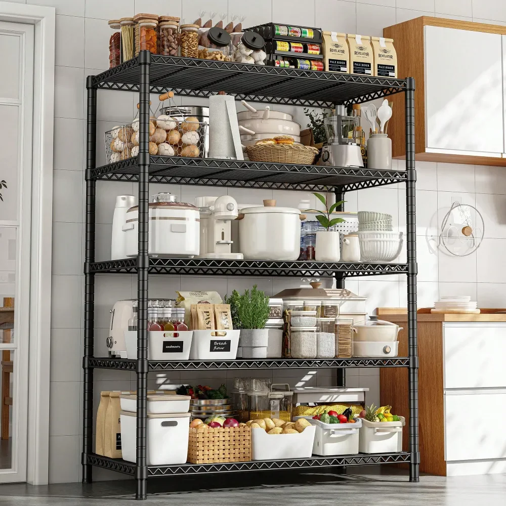 5-Shelf Metal Storage Shelves 71"H Adjustable Heavy Duty Wire Rack For Pantry Kitchen
5-Shelf Metal Storage Shelves 71"H Adjustable Heavy Duty Wire Rack For Pantry Kitchen