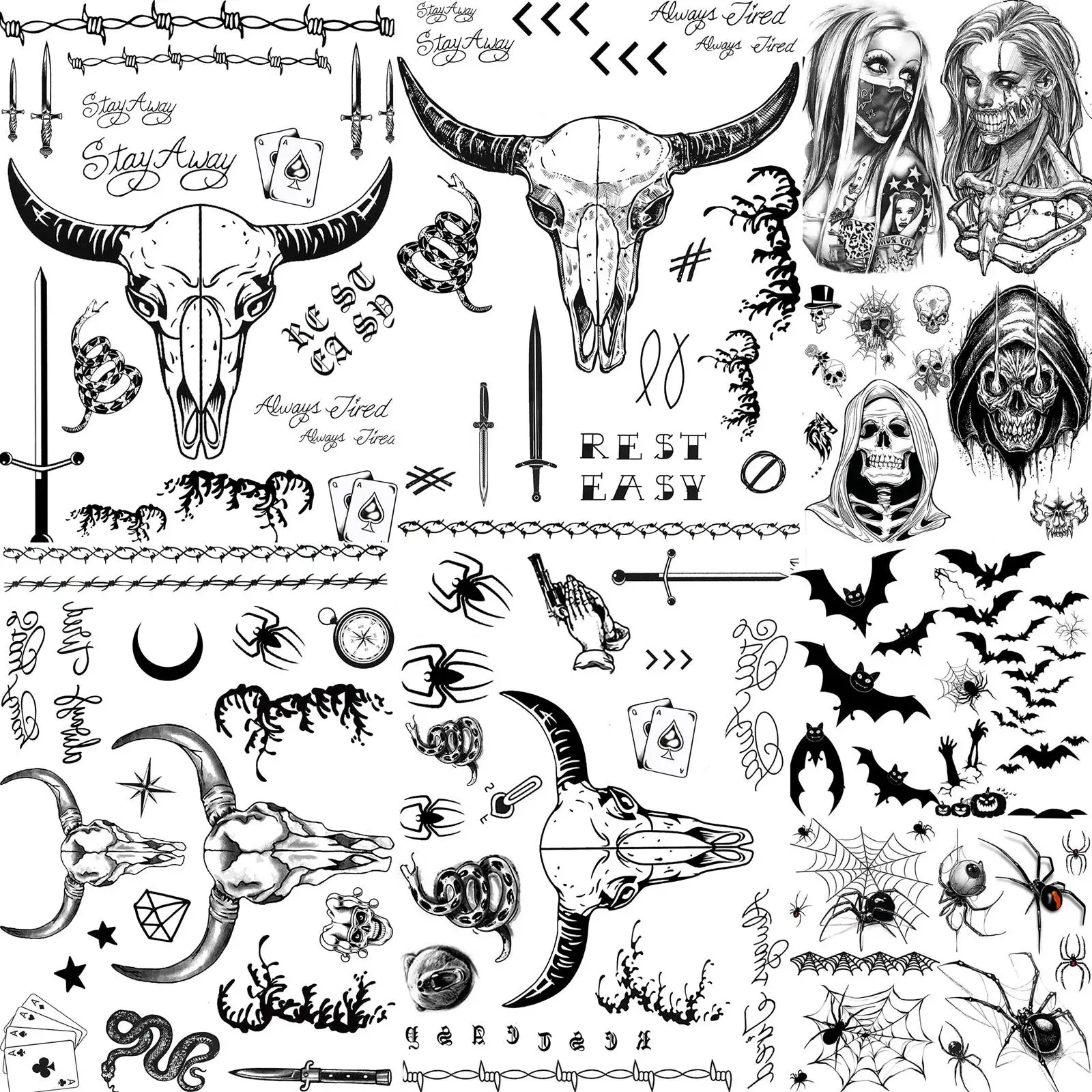 12 Sheets Fashion Pop Rapper Bull Ox Head Temporary Tattoos For Men Women Adults Halloween Costume Malone Fans Arm Neck Fake
12 Sheets Fashion Pop Rapper Bull Ox Head Temporary Tattoos For Men Women Adults Halloween Costume Malone Fans Arm Neck Fake