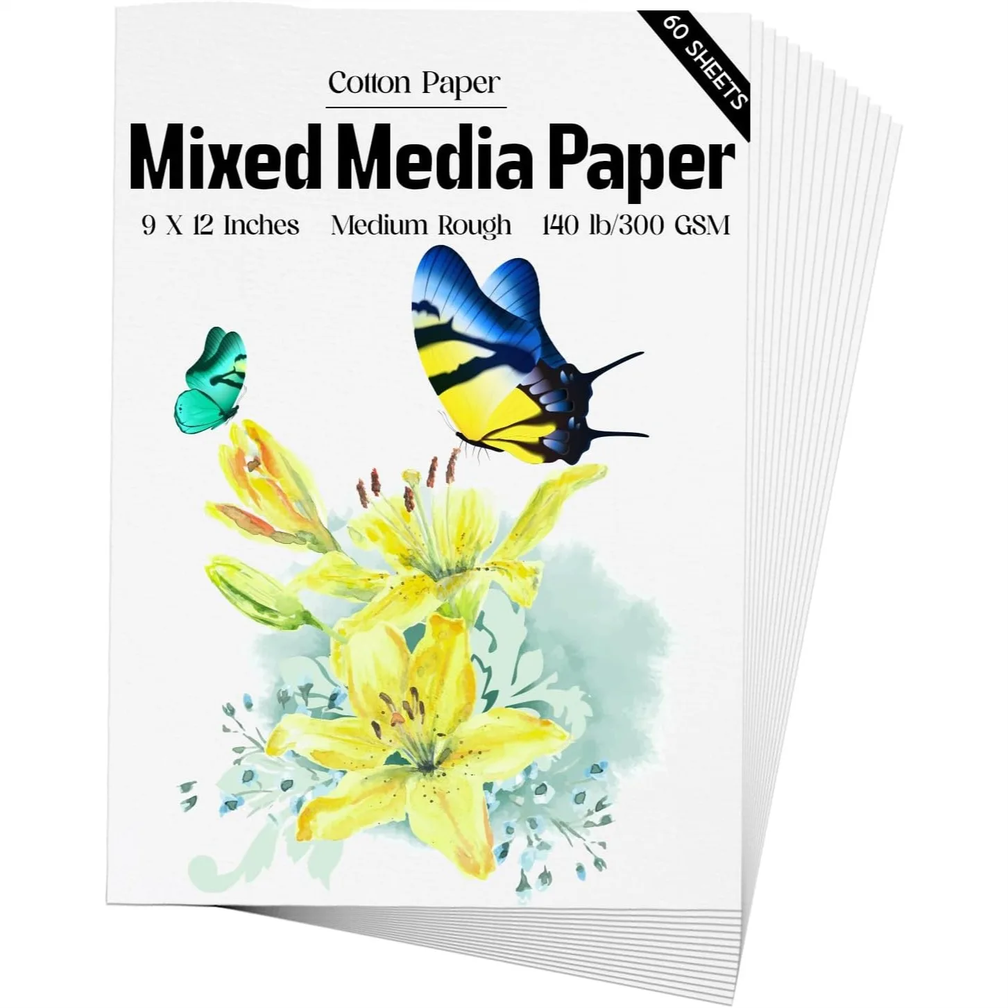 60 Sheets Mixed Media Paper 9x12 Inches 140lb/300gsm Heavyweight Cotton for Watercolor Gouache Painting Drawing Sketching
60 Sheets Mixed Media Paper 9x12 Inches 140lb/300gsm Heavyweight Cotton for Watercolor Gouache Painting Drawing Sketching