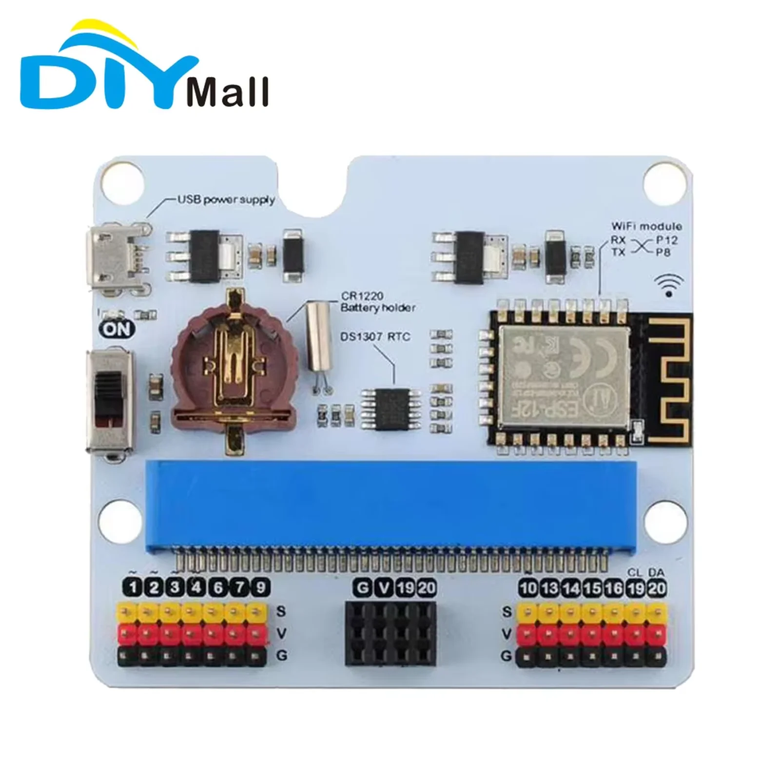 IoT:bit Expansion Board with ESP8266/ESP12F WiFi RTC Buzzer Module for Makecode/Micropython
IoT:bit Expansion Board with ESP8266/ESP12F WiFi RTC Buzzer Module for Makecode/Micropython