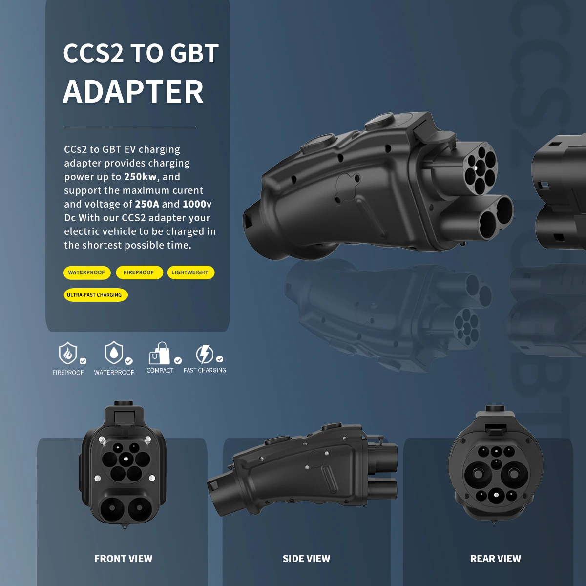 For 2024 ZEEKR 001 BYD car CCS2 to GB/T EV Converter Adapter DC 250A 250KW CCS Combo 2 to GBT Electric Vehicle Charging Adaptor
For 2024 ZEEKR 001 BYD car CCS2 to GB/T EV Converter Adapter DC 250A 250KW CCS Combo 2 to GBT Electric Vehicle Charging Adaptor