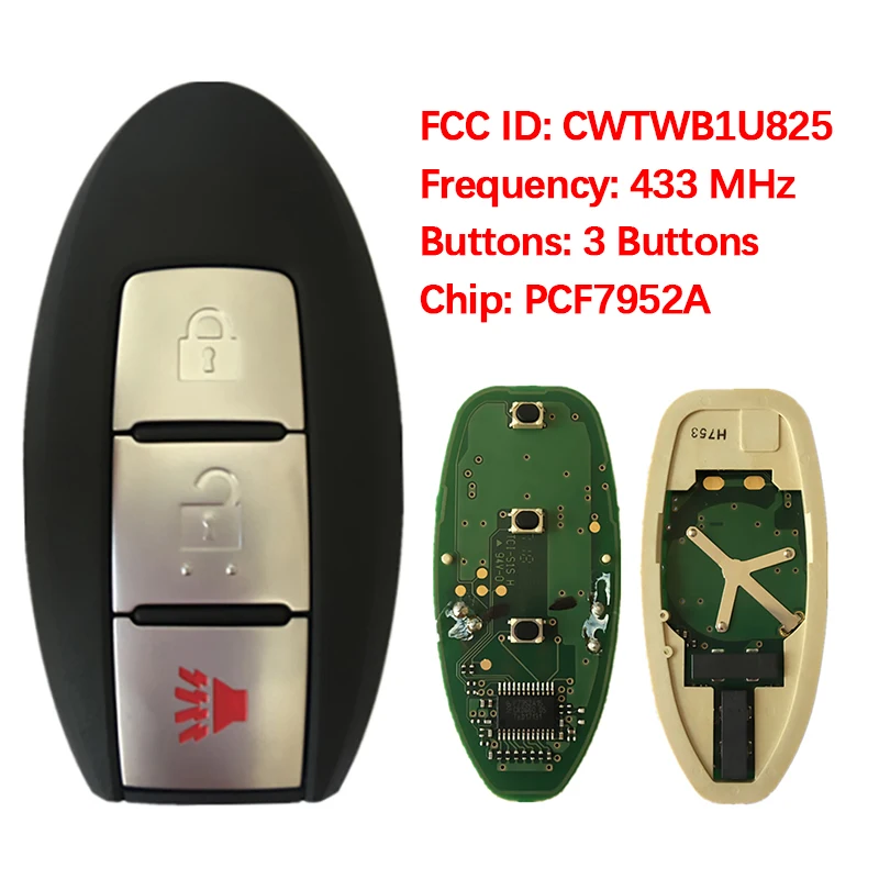 CN021002 Оригинальный 3-кнопочный смарт-ключ дистанционного управления FCC CWTWB1U825 8A чип 433 МГц без ключа для Infiniti
CN021002 Оригинальный 3-кнопочный смарт-ключ дистанционного управления FCC CWTWB1U825 8A чип 433 МГц без ключа для Infiniti