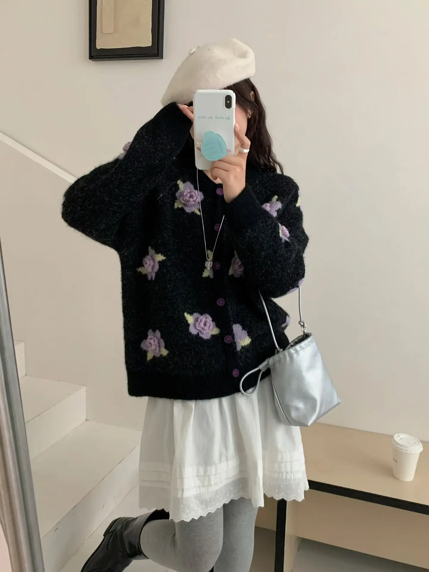 Inspired Design Purple Flower Alpaca Coat Soft round Ne Open Cardigan Korean Sle Warmth Women's Knitted Sweater
Inspired Design Purple Flower Alpaca Coat Soft round Ne Open Cardigan Korean Sle Warmth Women's Knitted Sweater