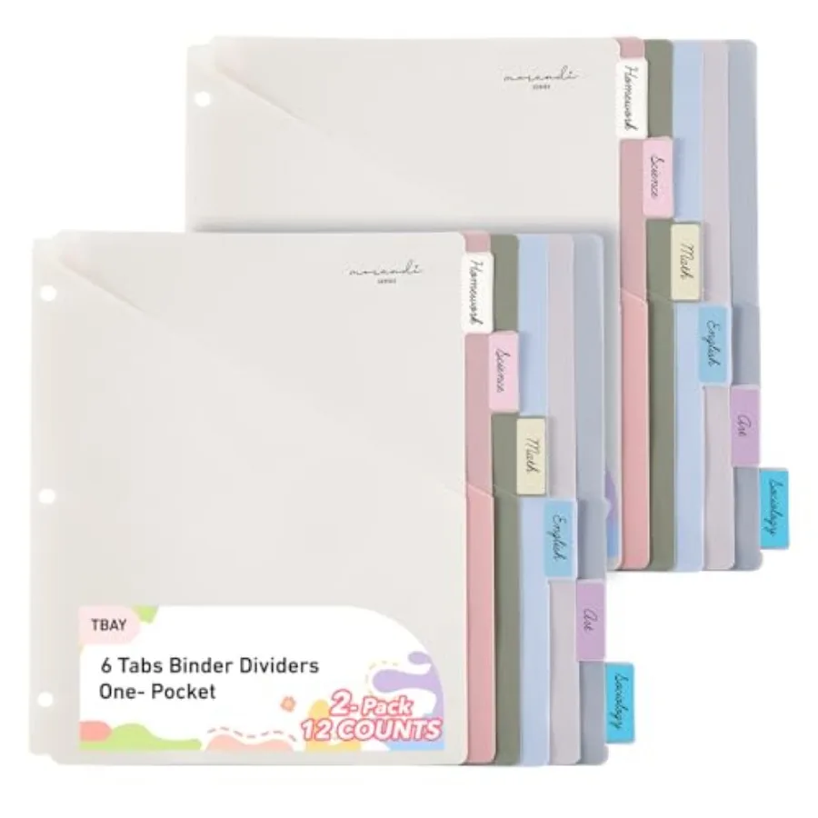 6-Tab Dividers for 3 Ring Binder, 12 Counts Recipe Binder Dividers Index with One Pockets, Letter Size 8.5 x 11'', 2 Sets 2
6-Tab Dividers for 3 Ring Binder, 12 Counts Recipe Binder Dividers Index with One Pockets, Letter Size 8.5 x 11'', 2 Sets 2