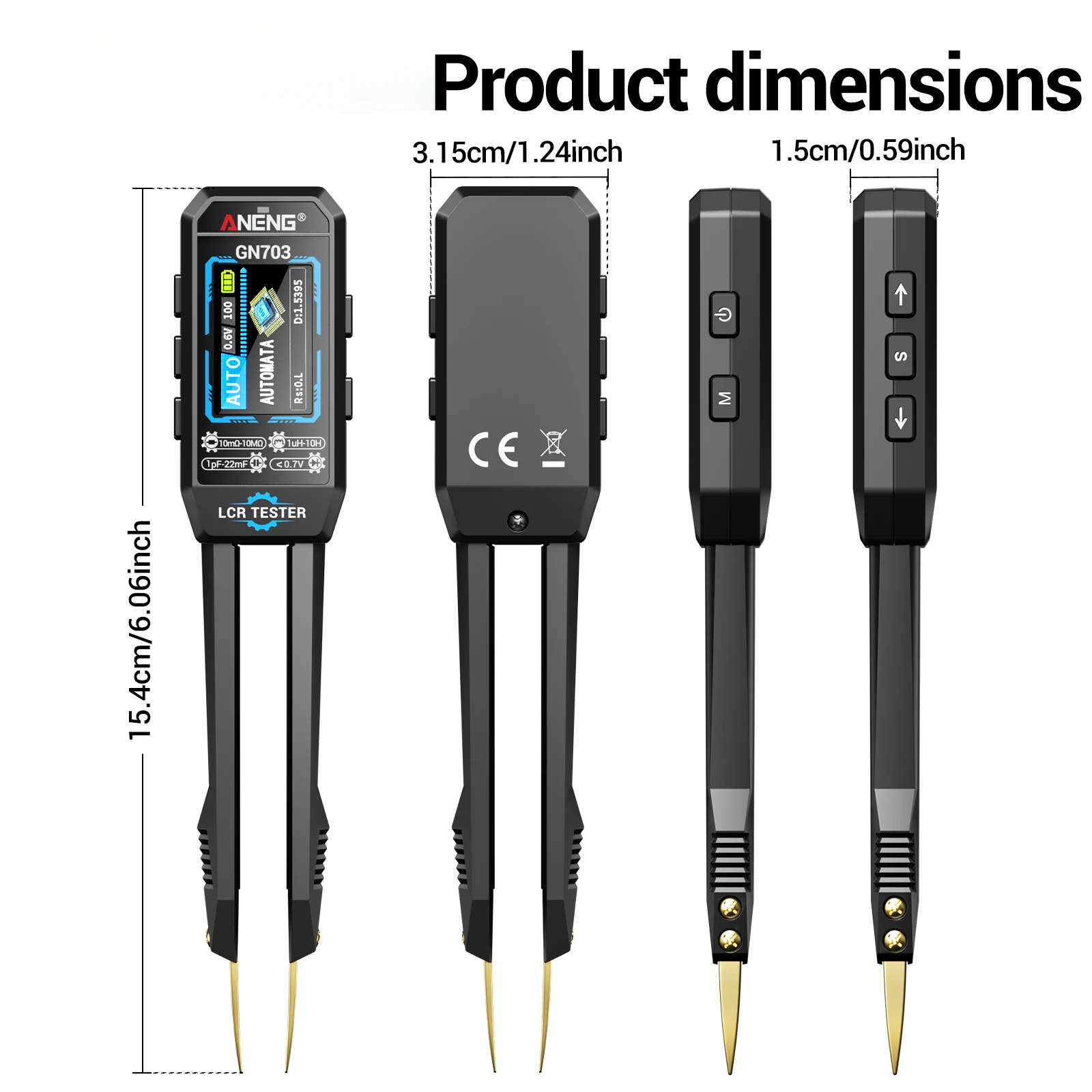 ANENG GN703 Smart LCR Tweezer Meter Professional SMD ESR Test Capacitance Resistance Inductance Digital LCR Bridge Calibration
ANENG GN703 Smart LCR Tweezer Meter Professional SMD ESR Test Capacitance Resistance Inductance Digital LCR Bridge Calibration