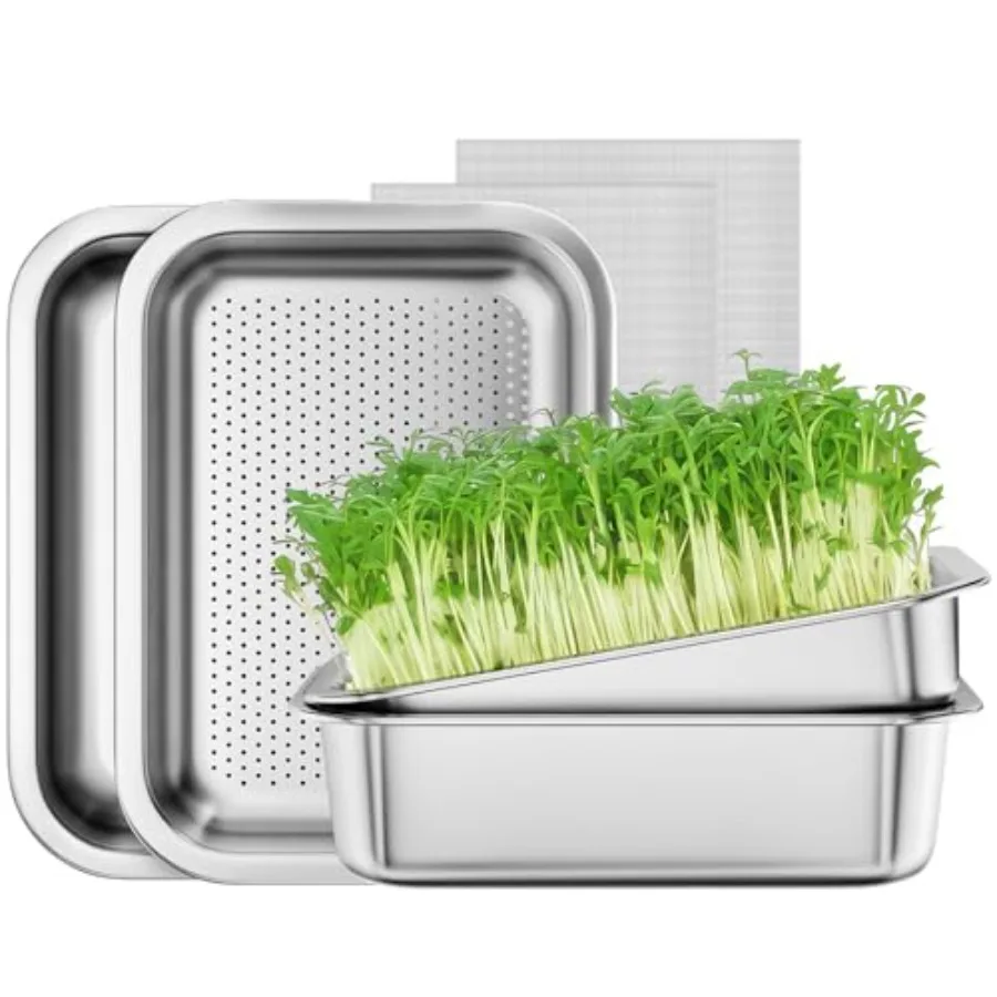 2-Pack Sprouting Tray Kit Stainless Steel Soil-Free Cultivation Germination Tray Healthy Wheatgrass Grower Sprouting Container
2-Pack Sprouting Tray Kit Stainless Steel Soil-Free Cultivation Germination Tray Healthy Wheatgrass Grower Sprouting Container