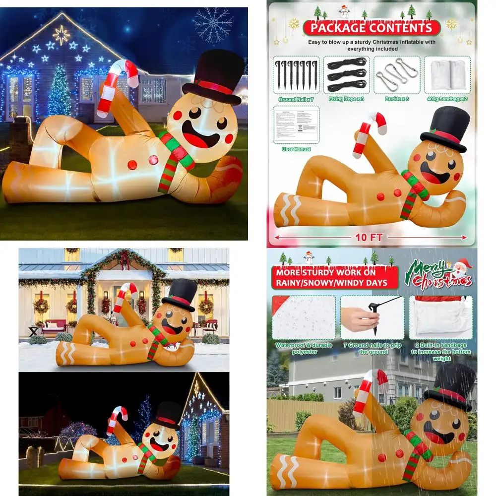 Giant Inflatable Gingerbread Man Outdoor Christmas Decoration with LED Lights for Lawn and Garden
Giant Inflatable Gingerbread Man Outdoor Christmas Decoration with LED Lights for Lawn and Garden