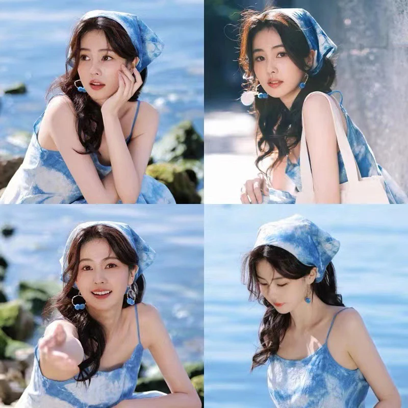 Fashion Lace Hair Scarf Women Tie Dyed Triangle Square Scarf Travel Headband Blue Hair Ribbon Hair Accessory
Fashion Lace Hair Scarf Women Tie Dyed Triangle Square Scarf Travel Headband Blue Hair Ribbon Hair Accessory