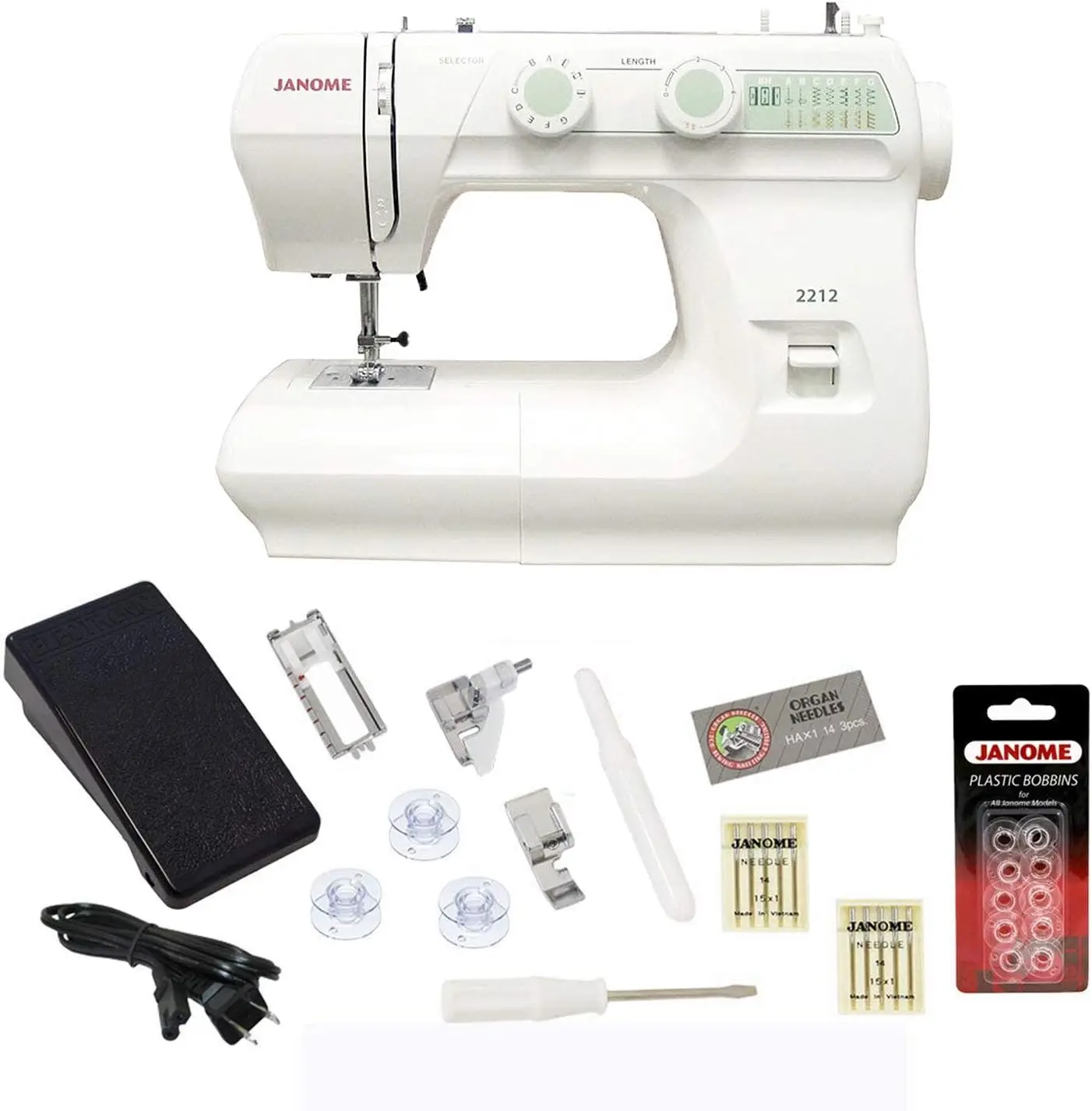 2212 Sewing Machine with Bonus Bundle, 12 Stitches, Free Arm, Easy to Use
2212 Sewing Machine with Bonus Bundle, 12 Stitches, Free Arm, Easy to Use