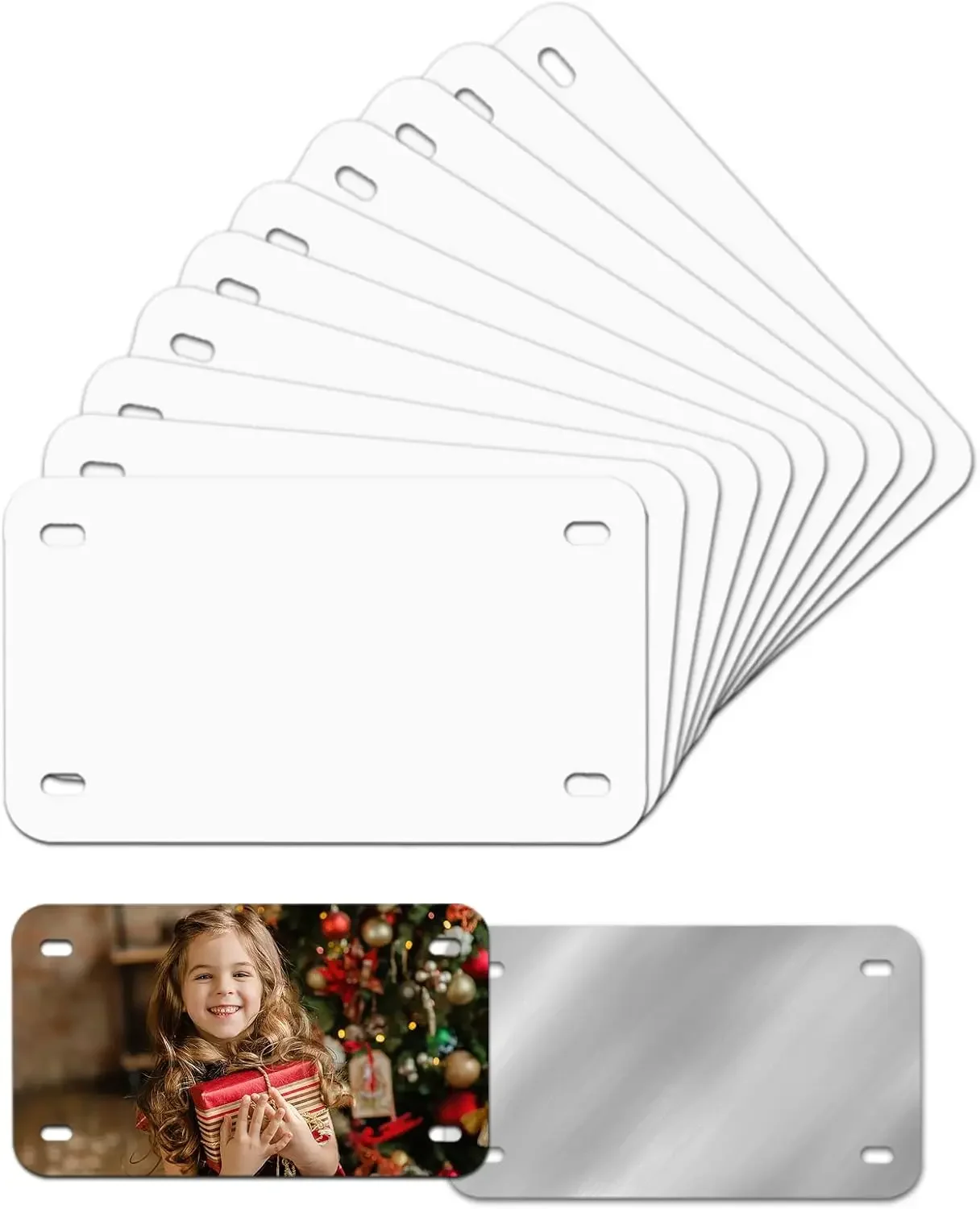 10 Pack Sublimation License Plate Blanks 7x4 inch, White Metal Thermal Transfer Sheets for DIY Custom Tags, Kids Toy Car, Golf
10 Pack Sublimation License Plate Blanks 7x4 inch, White Metal Thermal Transfer Sheets for DIY Custom Tags, Kids Toy Car, Golf
