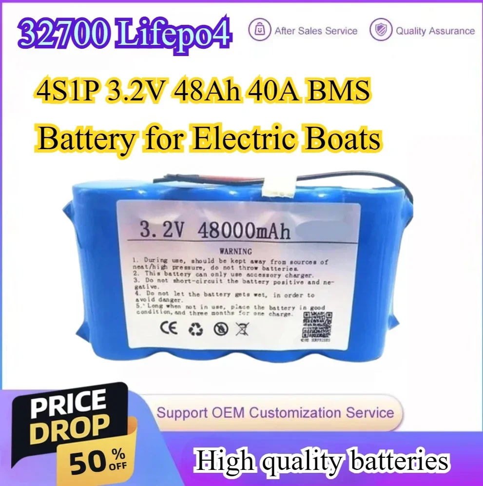 32700 Lifepo4 Battery Pack 4S1P 3.2V 48Ah with 40A BMS for Electric Boats Drones Toy Cars Etc Uninterruptible Power Supply
32700 Lifepo4 Battery Pack 4S1P 3.2V 48Ah with 40A BMS for Electric Boats Drones Toy Cars Etc Uninterruptible Power Supply