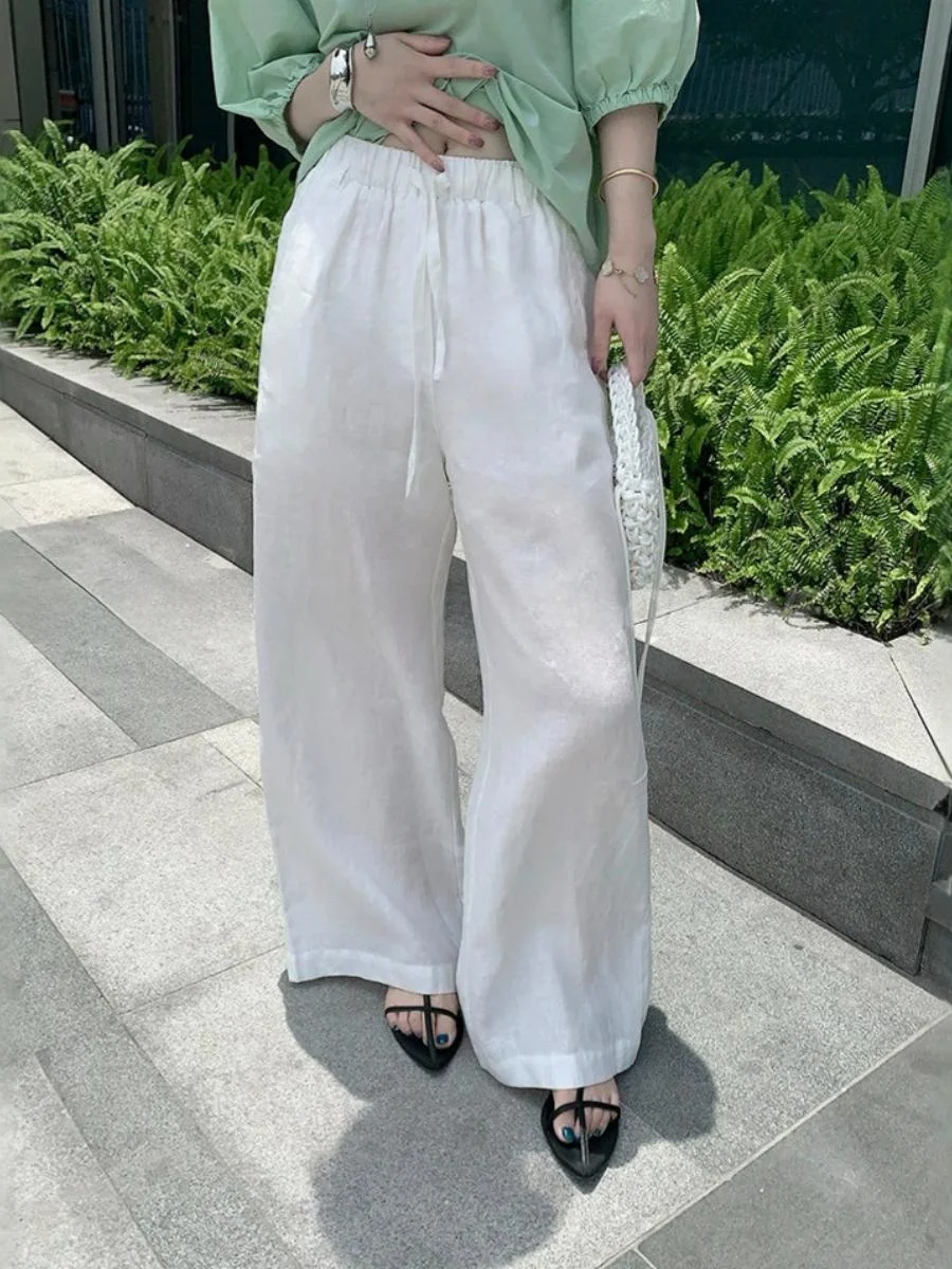 Loose Fit Linen Wide Leg Pants Women's High Waist Drawstring Breathable Casual Trousers Relaxing Style Straight Cut
Loose Fit Linen Wide Leg Pants Women's High Waist Drawstring Breathable Casual Trousers Relaxing Style Straight Cut