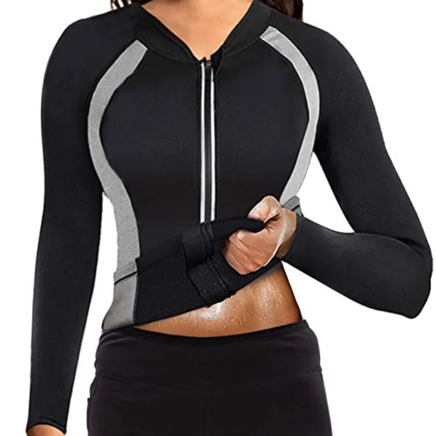 Women Sauna Suit Waist Trainer Jacket Hot Sweat Top Neoprene Body Shaper Workout Suit Running Cycling Jersey Black
Women Sauna Suit Waist Trainer Jacket Hot Sweat Top Neoprene Body Shaper Workout Suit Running Cycling Jersey Black