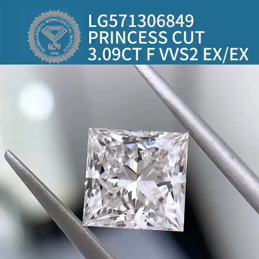 AEAW IGI Certified CVD Loose Diamond 3Ct Princess Cut Excellent F/VVS2
AEAW IGI Certified CVD Loose Diamond 3Ct Princess Cut Excellent F/VVS2