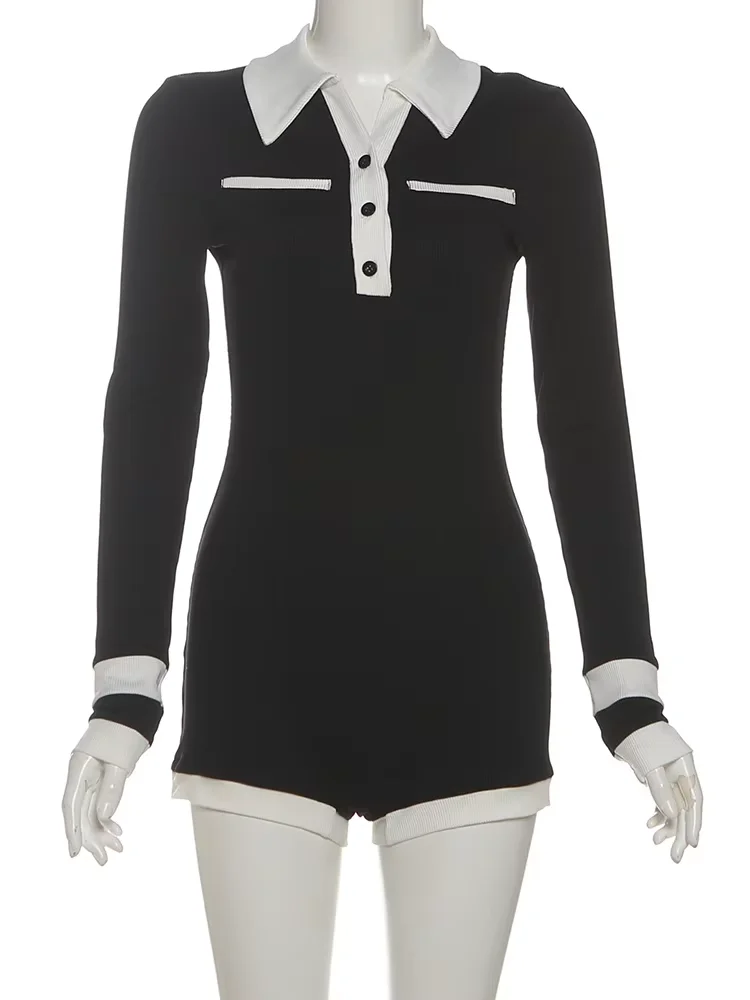 Cutenew женские комбинезоны в рубчик со вставками, повседневные трендовые однобортные эластичные комбинезоны с длинными рукавами и лацканами, женский офисный цельный комбинезон 
Cutenew женские комбинезоны в рубчик со вставками, повседневные трендовые однобортные эластичные комбинезоны с длинными рукавами и лацканами, женский офисный цельный комбинезон