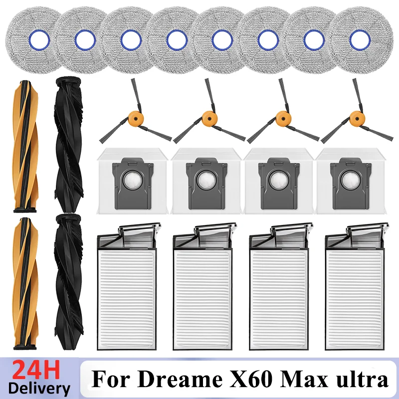 Accessories For DREAME X60 Max Ultra Robot Vacuum Cleaner Parts Main Brush Filter Mop Cloth Dust Bag
Accessories For DREAME X60 Max Ultra Robot Vacuum Cleaner Parts Main Brush Filter Mop Cloth Dust Bag