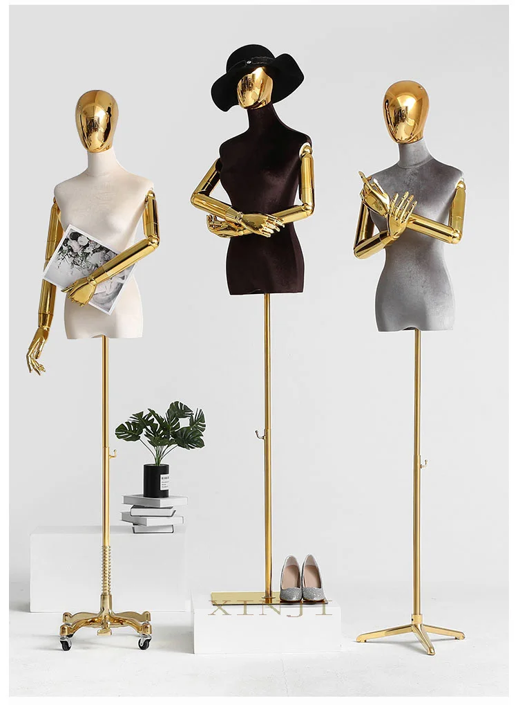 Fashionable Female Mannequin Silver Plated Head Gold Velvet Bust Dummy Model Doll DisplayShelf
Fashionable Female Mannequin Silver Plated Head Gold Velvet Bust Dummy Model Doll DisplayShelf