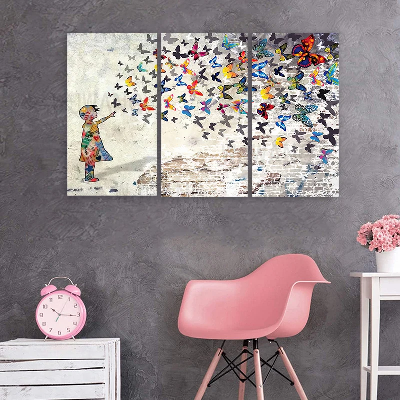 3PCS Banksy Street Art,Colorful Butterfly Girl Decor, Graffiti Wall Art Canvas Paintings for Office Living Room Home Decoration
3PCS Banksy Street Art,Colorful Butterfly Girl Decor, Graffiti Wall Art Canvas Paintings for Office Living Room Home Decoration