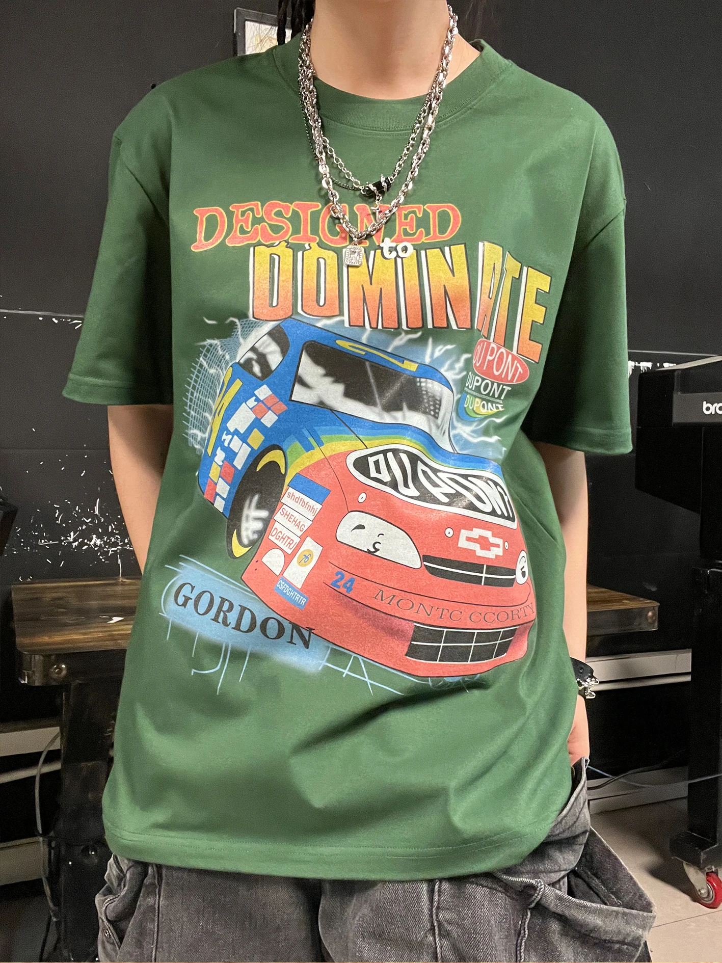 Cool Unique Design Couple Racing Short Sleeve T-Shirt Heavyweight 260G Versatile Fashionable Tech Sensation Car Print Top
Cool Unique Design Couple Racing Short Sleeve T-Shirt Heavyweight 260G Versatile Fashionable Tech Sensation Car Print Top