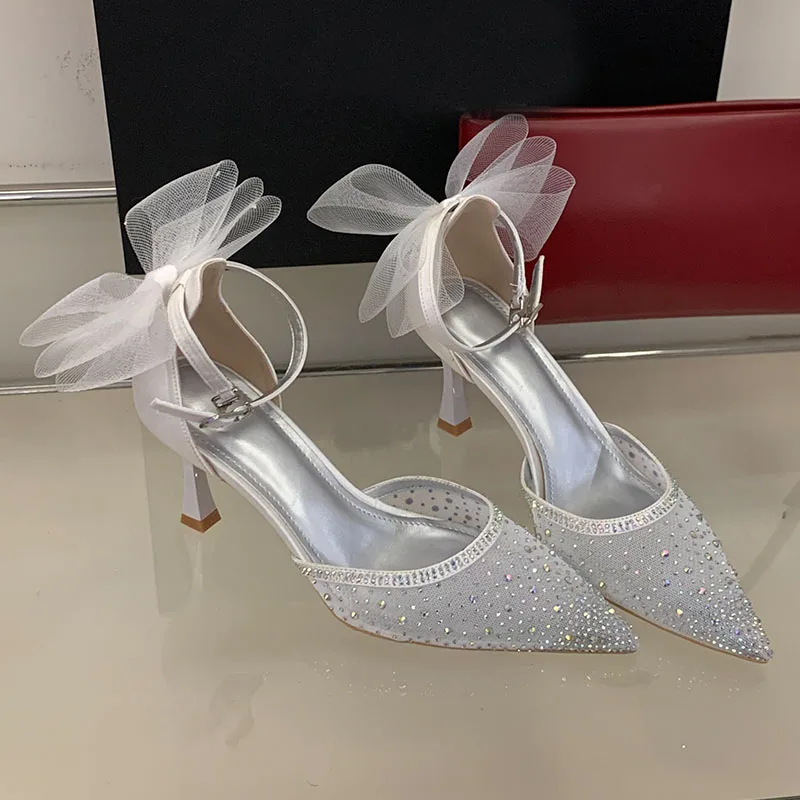 New Wedding Fashion Mesh Pointed Toe Women Pumps Sandals Butterfly-Knot High Heels Elegant Rhinestones Ladies Shoes
New Wedding Fashion Mesh Pointed Toe Women Pumps Sandals Butterfly-Knot High Heels Elegant Rhinestones Ladies Shoes