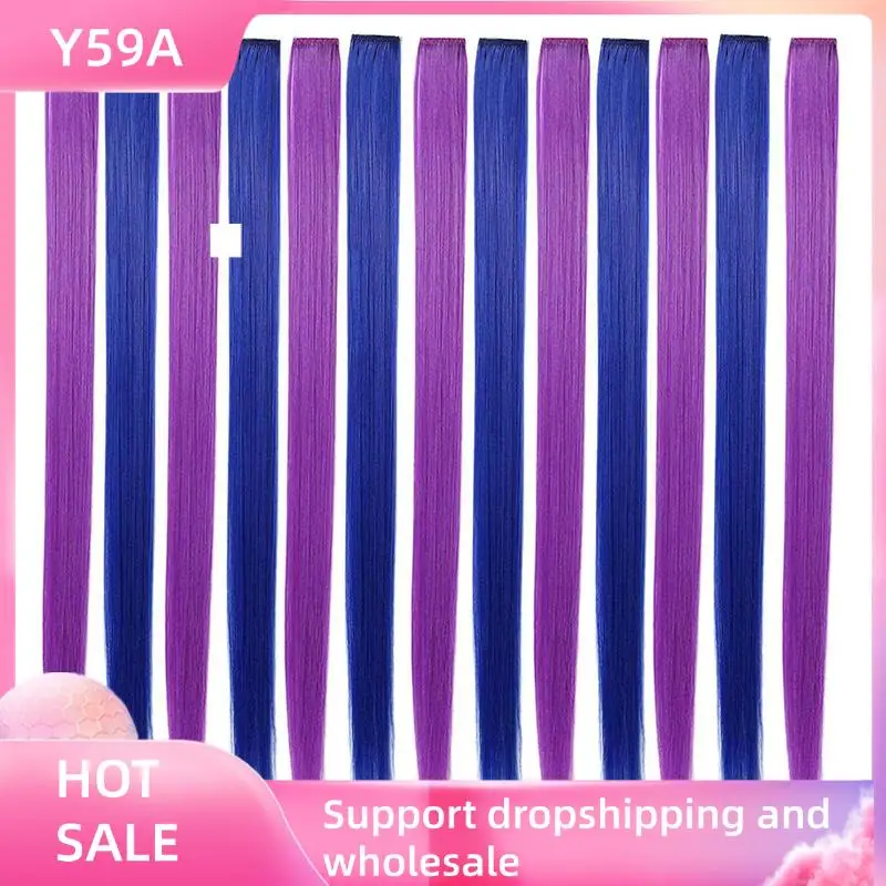 Y59A 39 Pcs Colored Party Highlights Colorful Clip In Hair Extensions 55Cm Straight Synthetic Hairpieces, Purple + Blue
Y59A 39 Pcs Colored Party Highlights Colorful Clip In Hair Extensions 55Cm Straight Synthetic Hairpieces, Purple + Blue