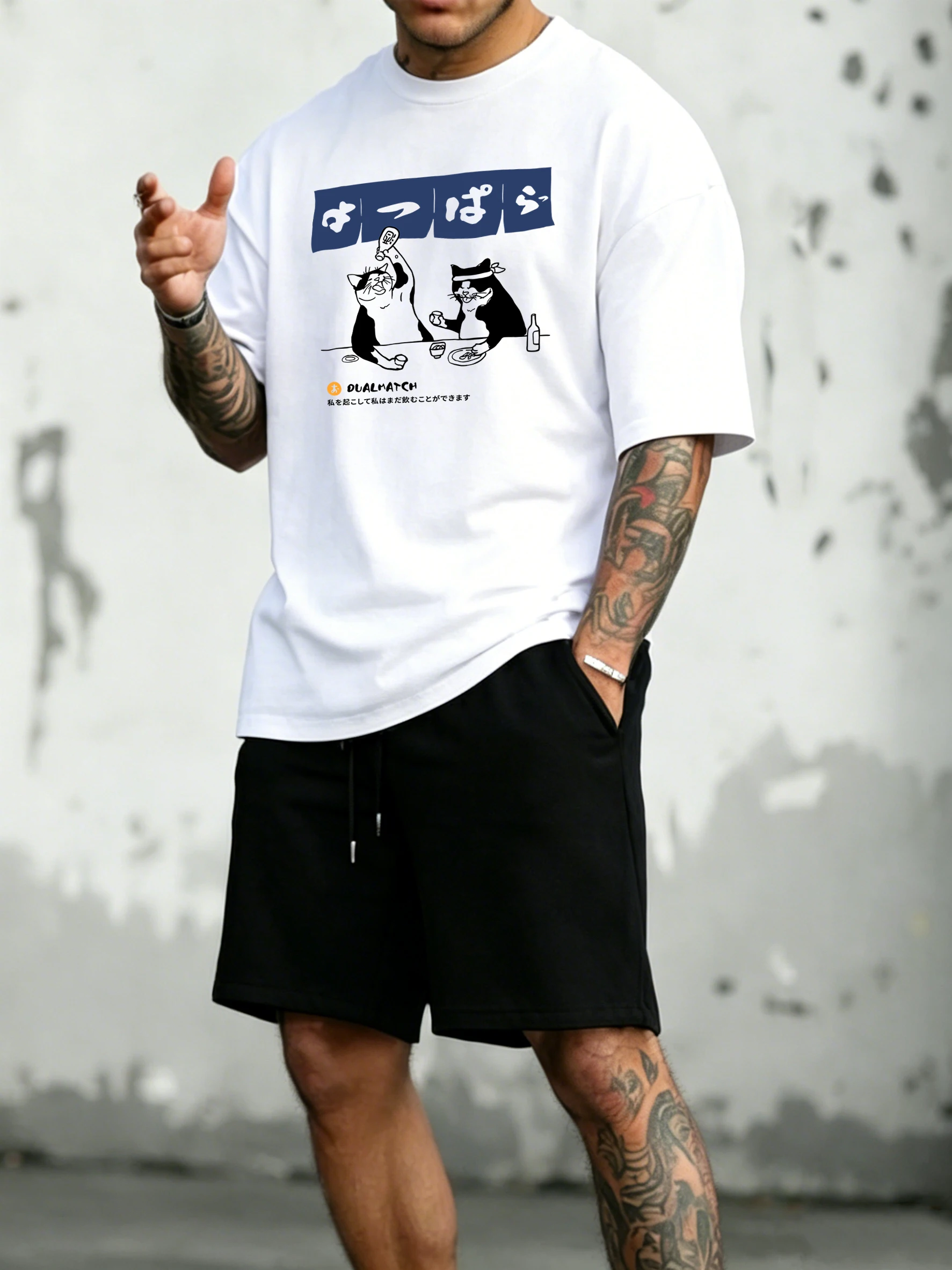 A Cat Drinking Late At Night Design Cotton Summer Basics Male Tees 2 Piece Set Loose Jogging Sportpants Simple Comfy T Shirt
A Cat Drinking Late At Night Design Cotton Summer Basics Male Tees 2 Piece Set Loose Jogging Sportpants Simple Comfy T Shirt