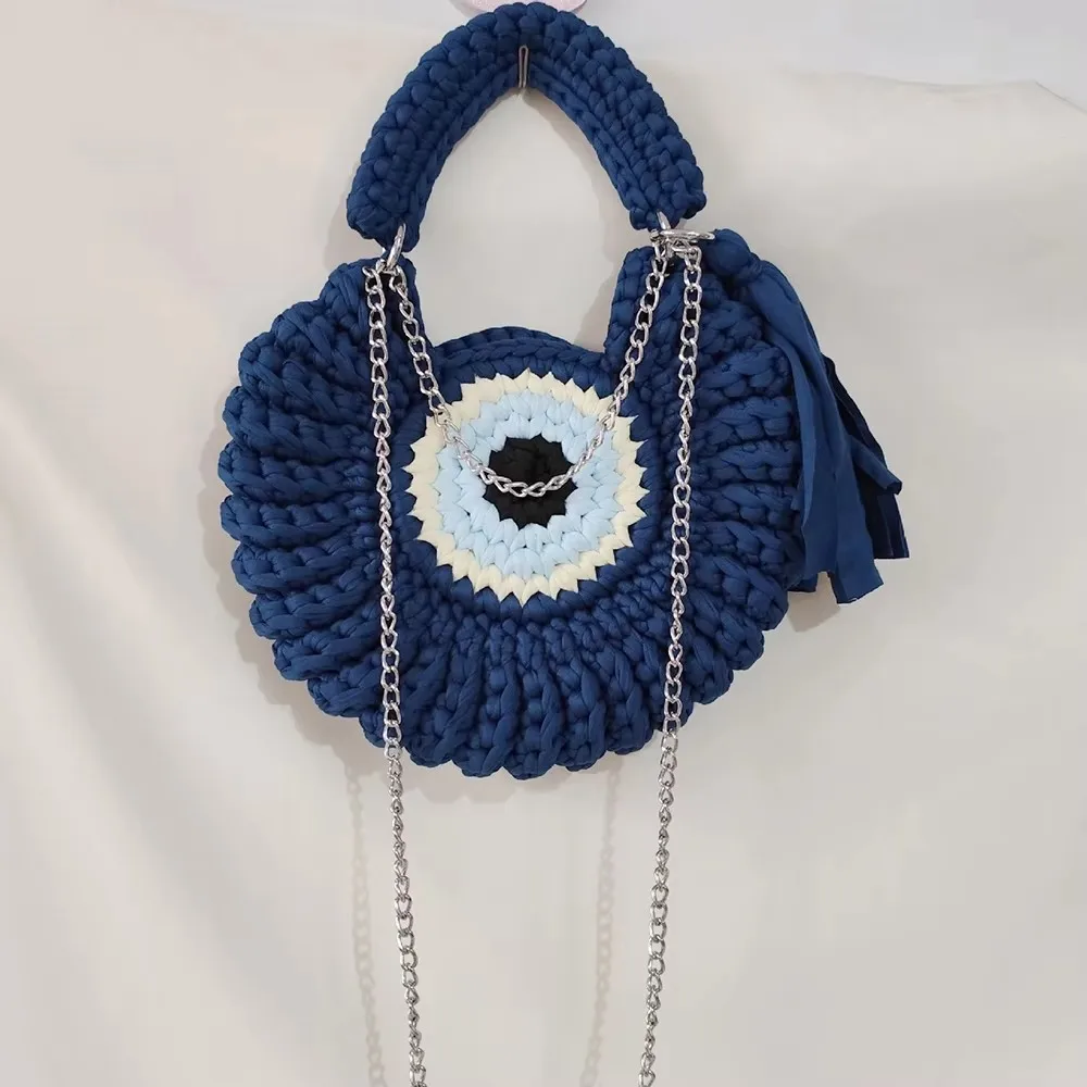Handmade Crochet Eyes Women Handbags Round Rope Knitting Shoulder Bag Tassel Woven Crossbody Bags for Women Mini Purses Clutch
Handmade Crochet Eyes Women Handbags Round Rope Knitting Shoulder Bag Tassel Woven Crossbody Bags for Women Mini Purses Clutch