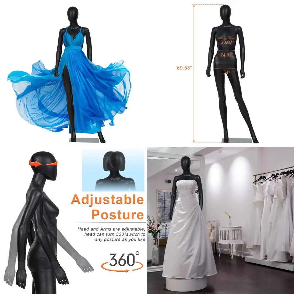 Full Body Mannequin for Clothing, Bridal, and Halloween Displays - Black
Full Body Mannequin for Clothing, Bridal, and Halloween Displays - Black