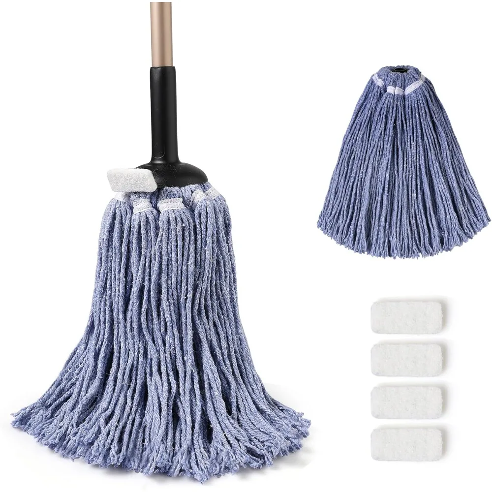 Heavy Duty Floor Mop, Non-Touch Replacement, 2 Reusable Cotton Heads, 4 Scouring Pads, Industrial Wet & Dry Mops for Home & Commercial, Kitchen, Garage & Office Floor Cleaning, Blue
Heavy Duty Floor Mop, Non-Touch Replacement, 2 Reusable Cotton Heads, 4 Scouring Pads, Industrial Wet & Dry Mops for Home & Commercial, Kitchen, Garage & Office Floor Cleaning, Blue