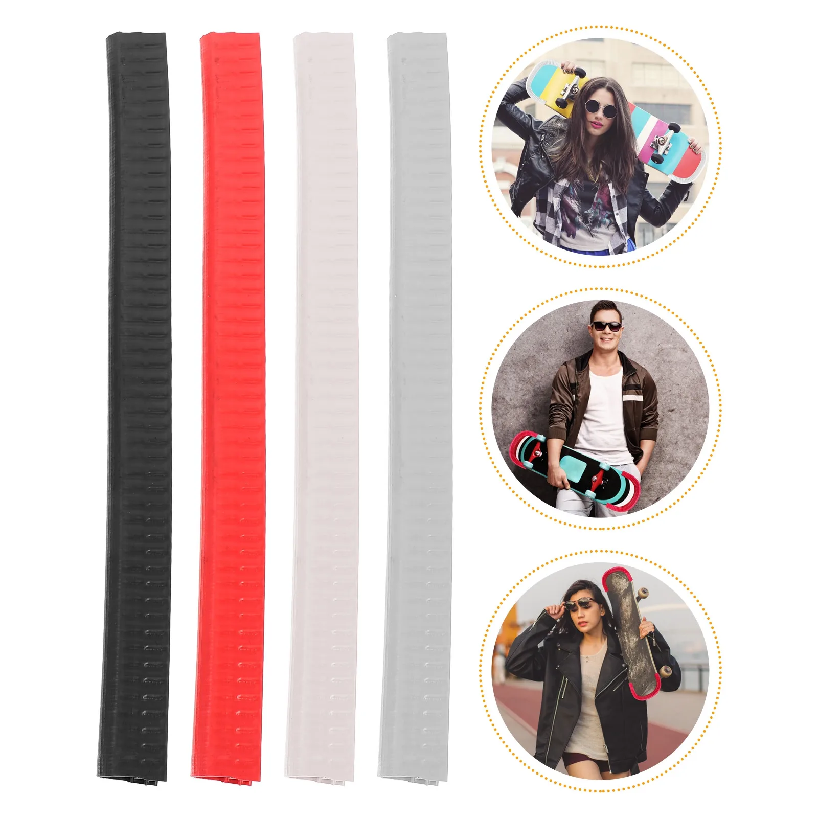 4Pcs Skateboard Deck Guards U-Shaped Protective Strip Heat-Resistant Wear-Resistant Waterproof Edge Cover for Skateboard Edges
4Pcs Skateboard Deck Guards U-Shaped Protective Strip Heat-Resistant Wear-Resistant Waterproof Edge Cover for Skateboard Edges
