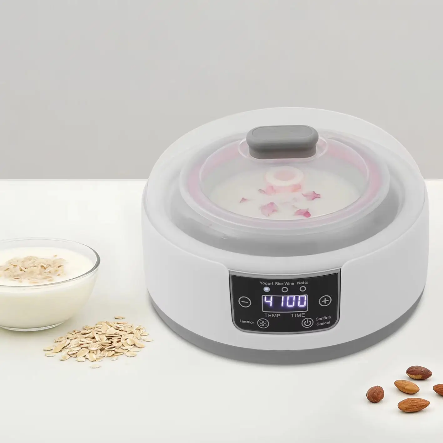 1.2L Electric Yogurt Maker Machine 304 Stainless Steel Home Yogurt Incubator Temperature Adjustable 21-45°C for Making Yogurt, Rice Wine, and Natto
1.2L Electric Yogurt Maker Machine 304 Stainless Steel Home Yogurt Incubator Temperature Adjustable 21-45°C for Making Yogurt, Rice Wine, and Natto