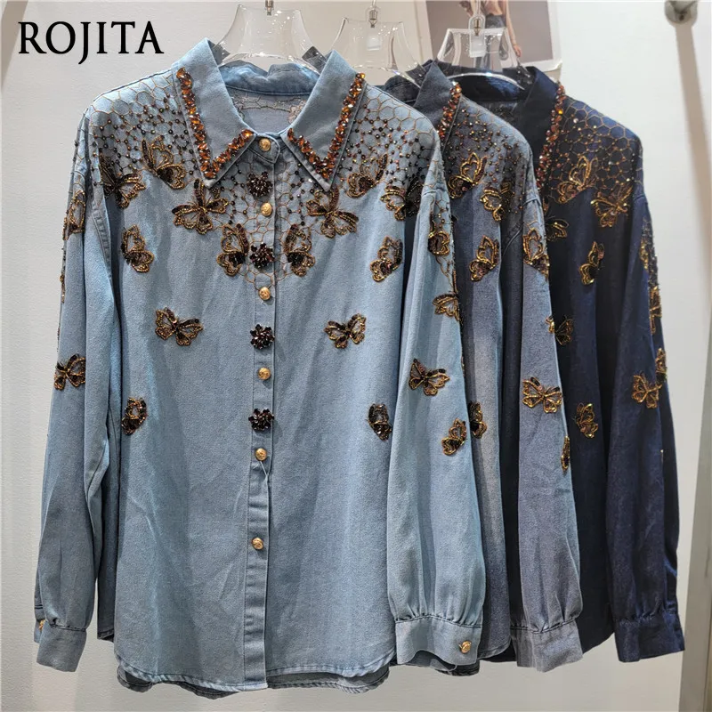 Heavy Industry Butterfly Embroidery Diamond-encrusted Denim Shirt Women Loose Retro Long Sleeve Top Womens Tops
Heavy Industry Butterfly Embroidery Diamond-encrusted Denim Shirt Women Loose Retro Long Sleeve Top Womens Tops