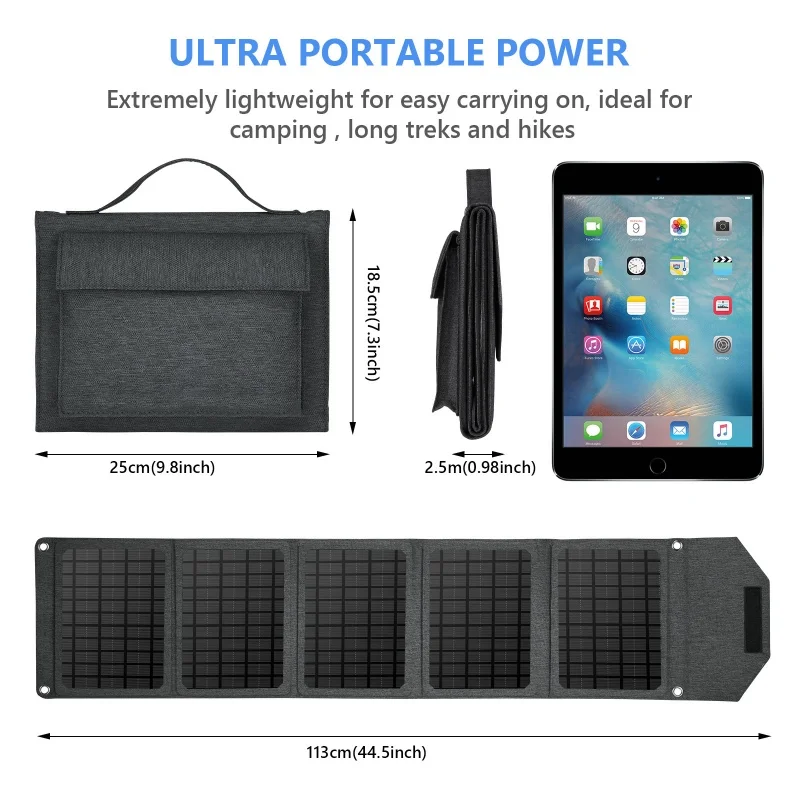 30W Foldable Solar Panel Portable Mobile Phone Camping Outdoor Power Bank Photovoltaic Plate Smart USB Charge Bag Waterproof
30W Foldable Solar Panel Portable Mobile Phone Camping Outdoor Power Bank Photovoltaic Plate Smart USB Charge Bag Waterproof