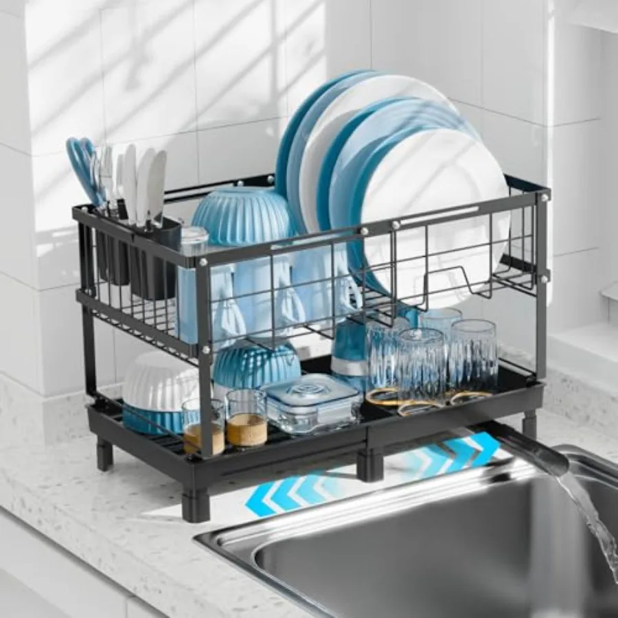 Dish Drying Rack 2 Tier Dish Rack for Kitchen Counter Expandable Capacity Dish Drainer Rack with Removable Cutlery Holder 15.7'
Dish Drying Rack 2 Tier Dish Rack for Kitchen Counter Expandable Capacity Dish Drainer Rack with Removable Cutlery Holder 15.7'